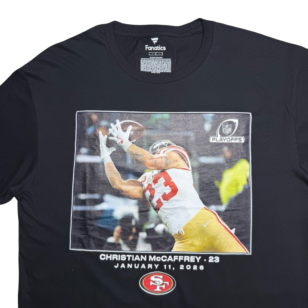 Christian McCaffrey San Francisco 49ers football playoffs‎ fanatics shirt